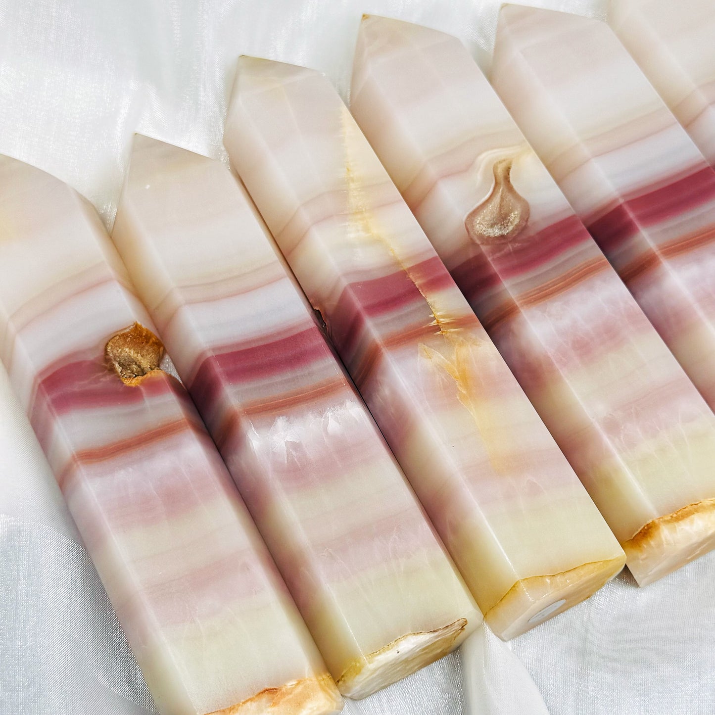 Natural Colorful jade single pointed pillar Heal ing Gemstone Home Decor