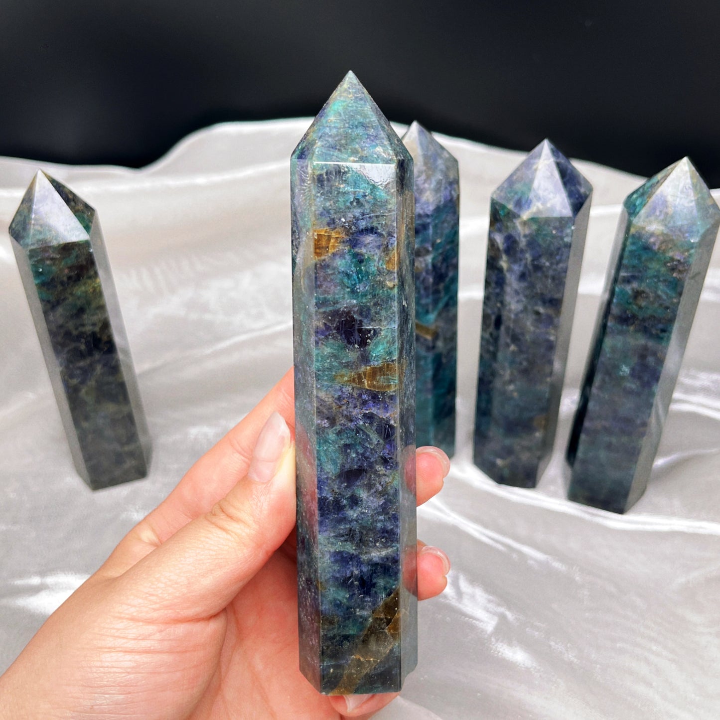 Natural Cordierite single pointed column Heal ing Gemstone Home Decor