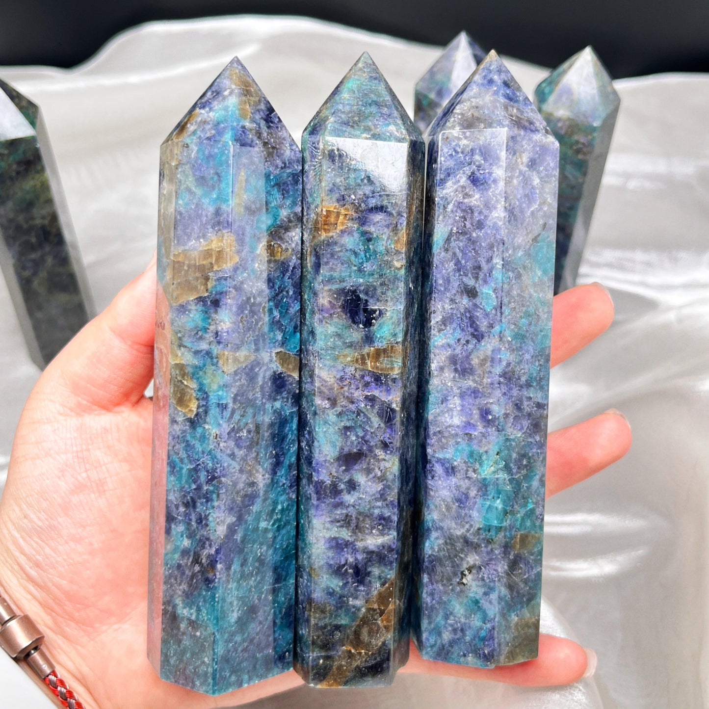 Natural Cordierite single pointed column Heal ing Gemstone Home Decor