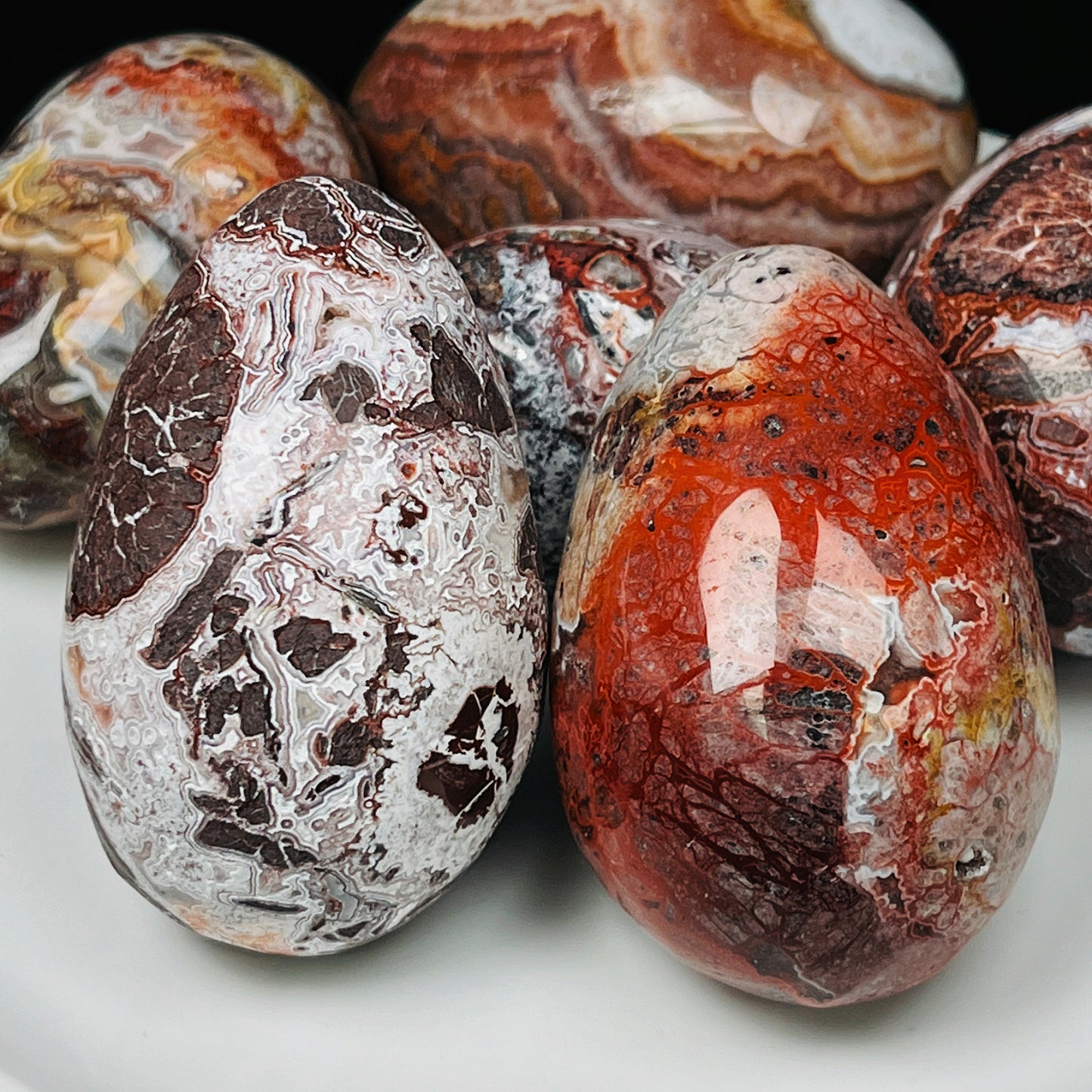 Natural Red striped Mexican egg Heal ing Gemstone Home Decor