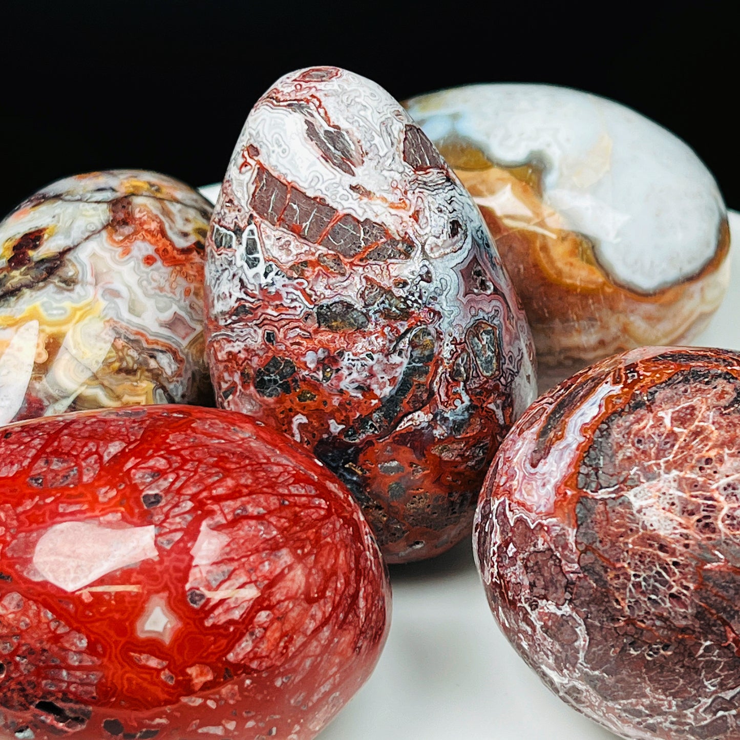 Natural Red striped Mexican egg Heal ing Gemstone Home Decor