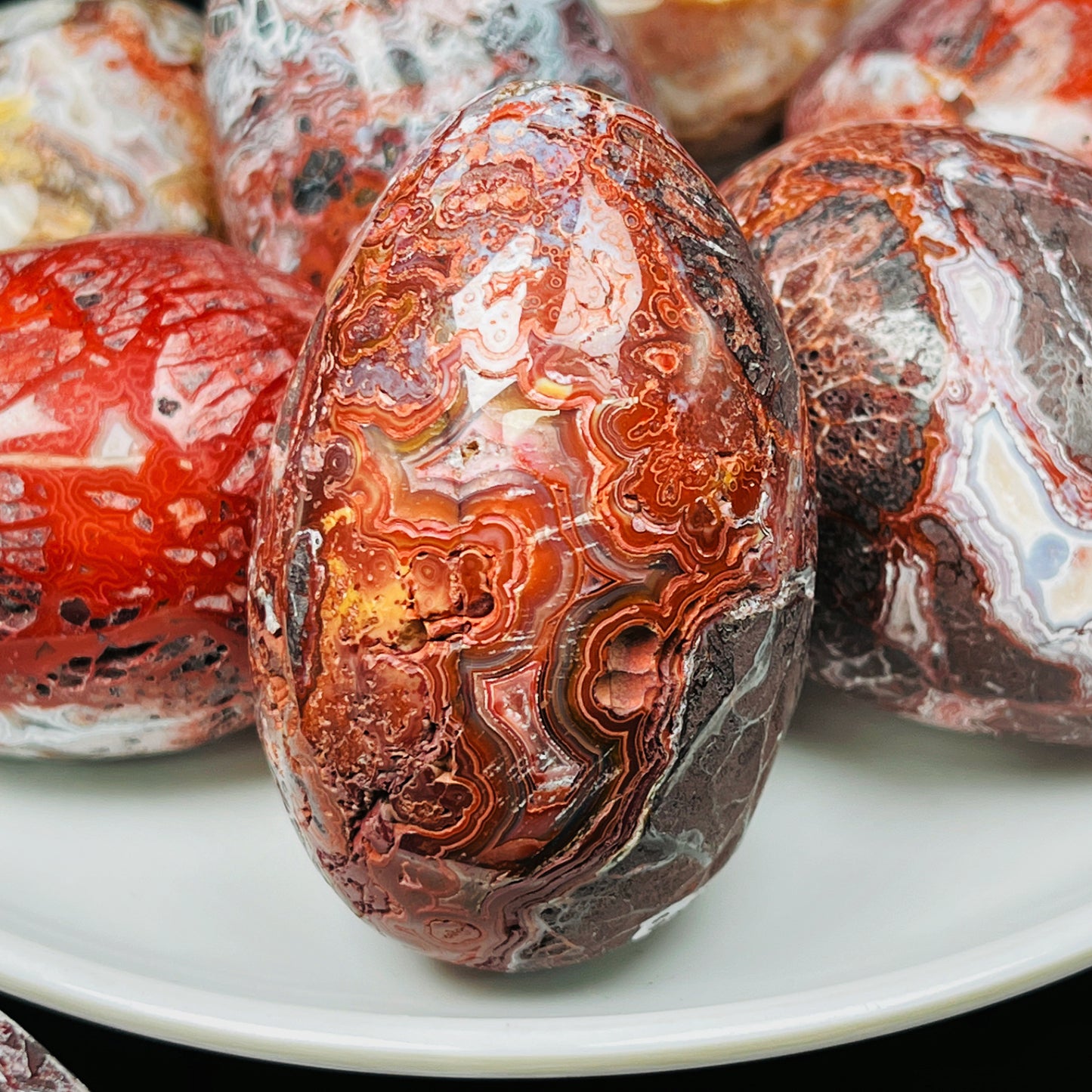 Natural Red striped Mexican egg Heal ing Gemstone Home Decor