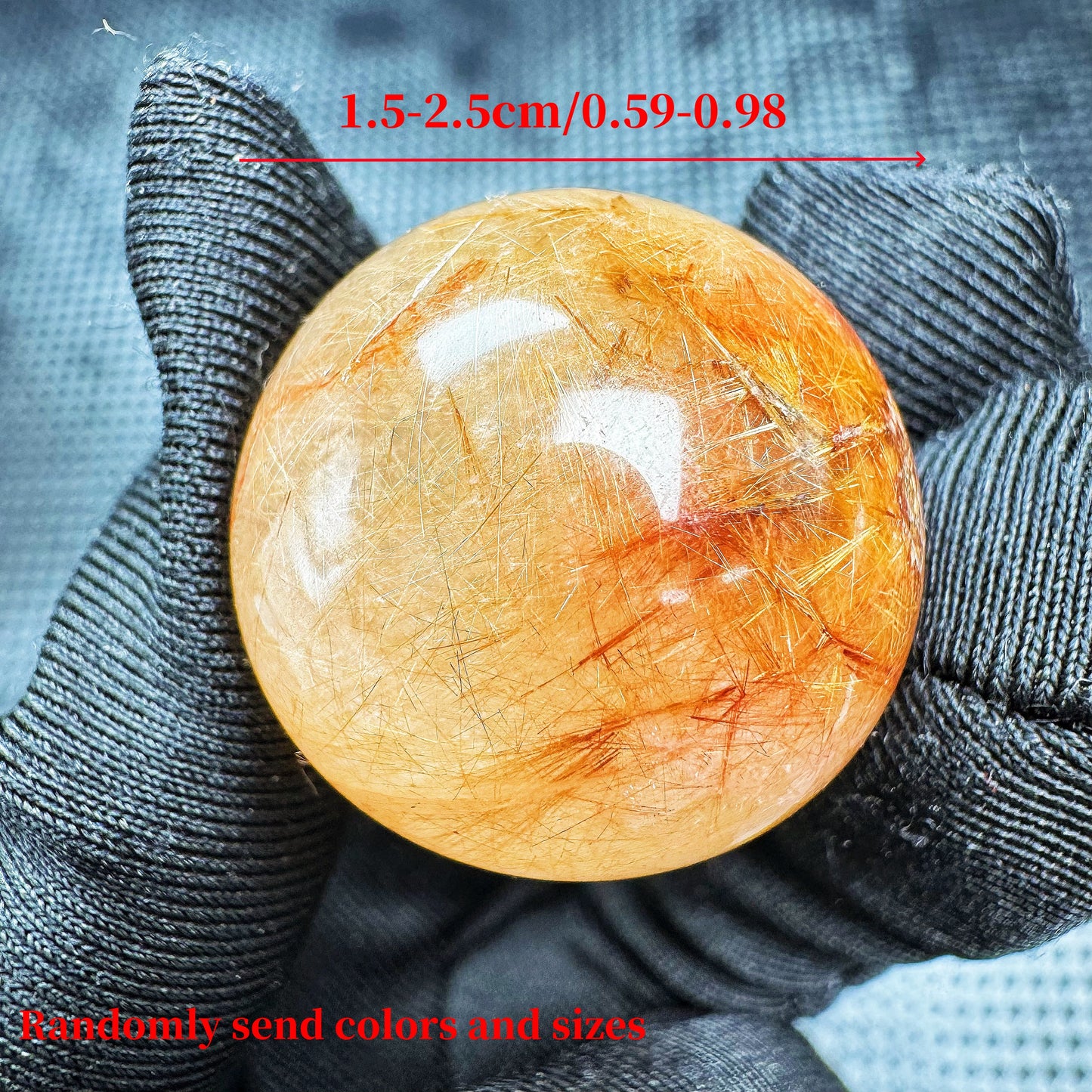 Natural Golden haired crystal ball Heal ing Gemstone Home Decor