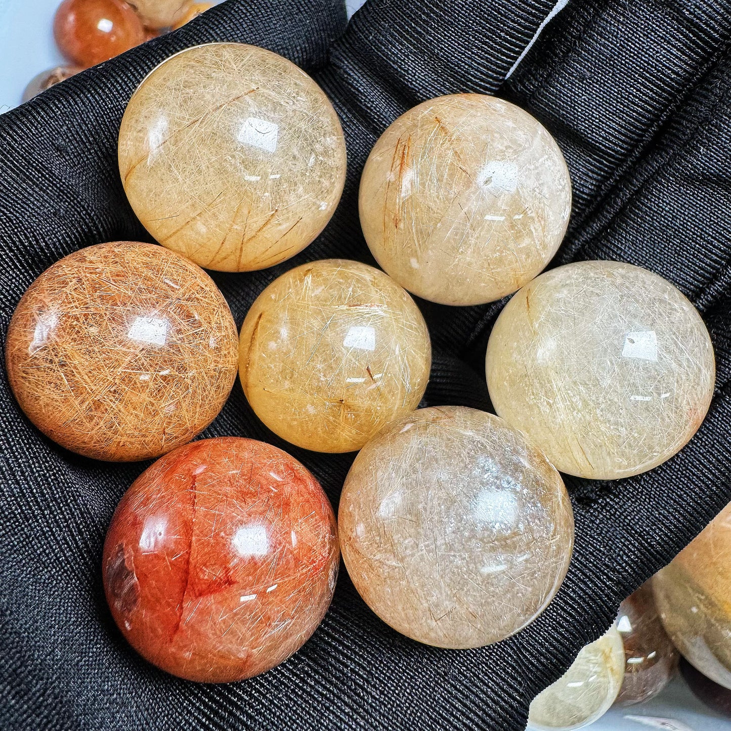 Natural Golden haired crystal ball Heal ing Gemstone Home Decor