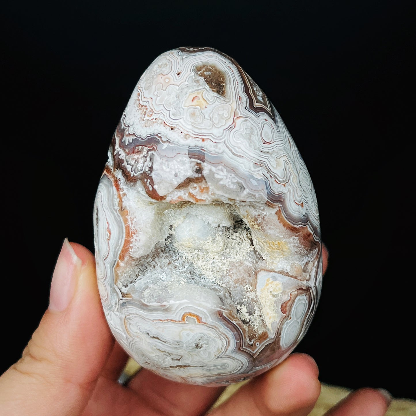 Natural Mexican agate egg Heal ing Gemstone Home Decor