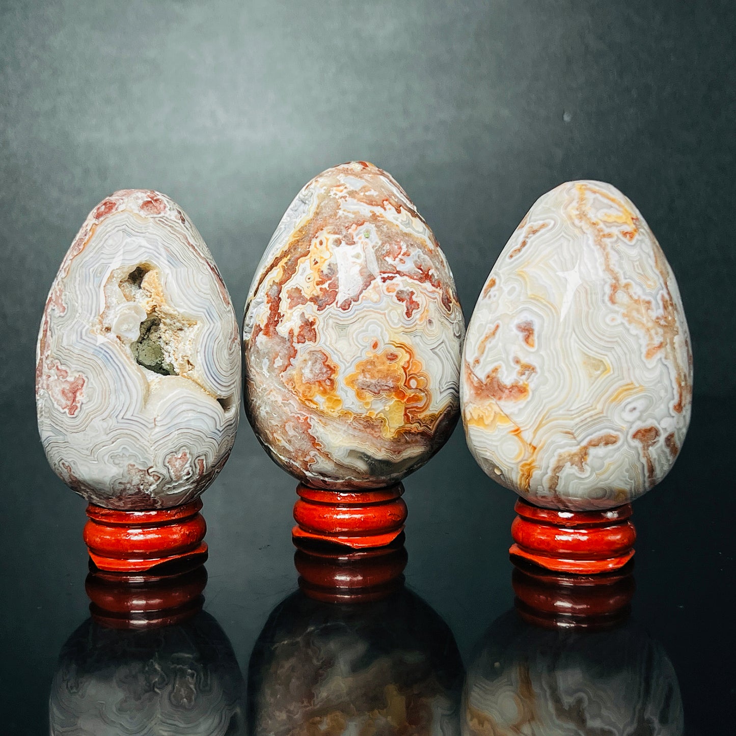 Natural Mexican agate egg Heal ing Gemstone Home Decor