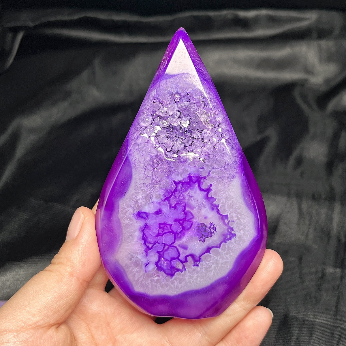 Natural Purple wrapped silk crystal cave agate ornament Heal ing Gemstone Home Decor