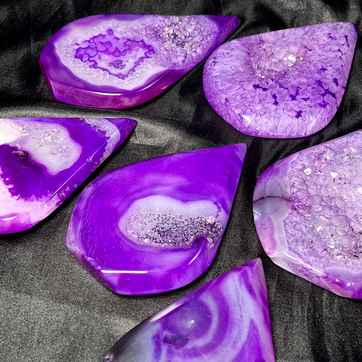 Natural Purple wrapped silk crystal cave agate ornament Heal ing Gemstone Home Decor