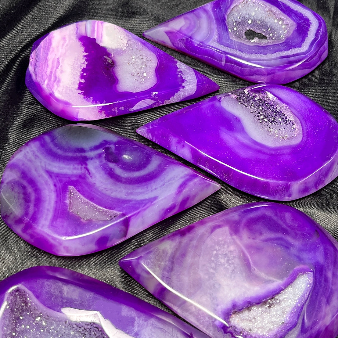 Natural Purple wrapped silk crystal cave agate ornament Heal ing Gemstone Home Decor