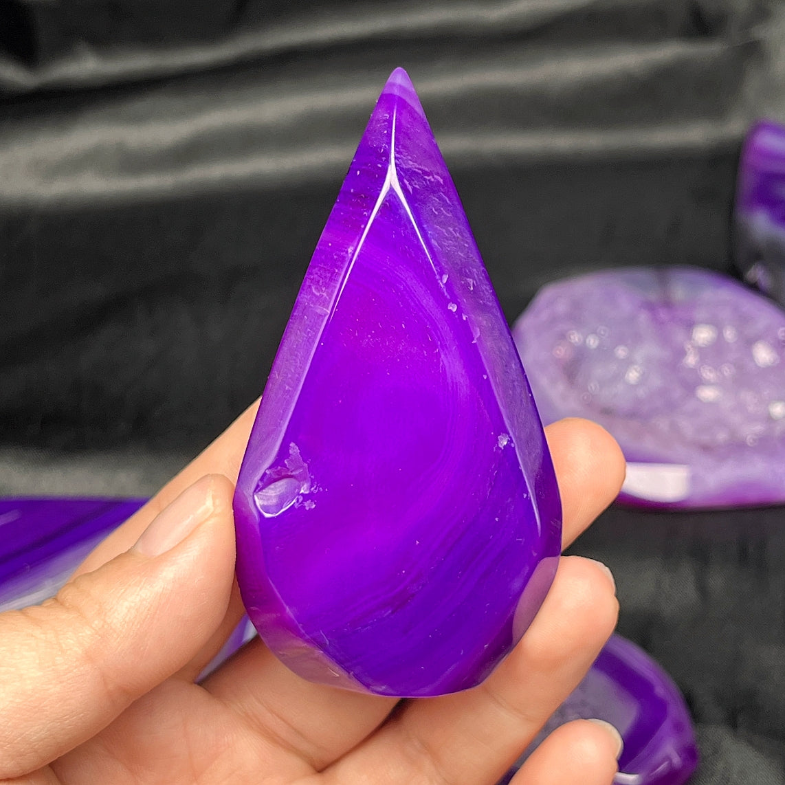 Natural Purple wrapped silk crystal cave agate ornament Heal ing Gemstone Home Decor