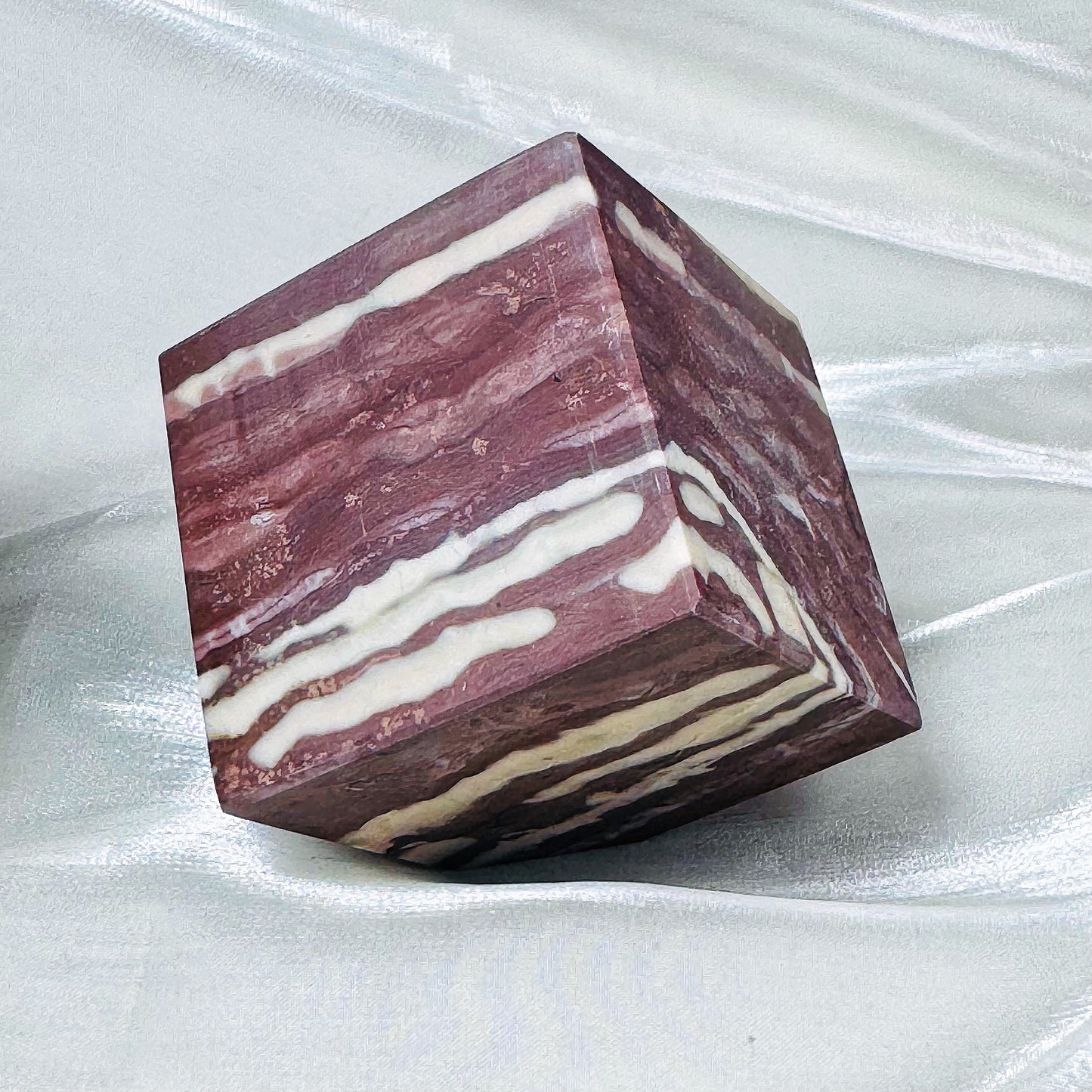Natural Red Zebra Stone Cube Heal ing Gemstone Home Decor