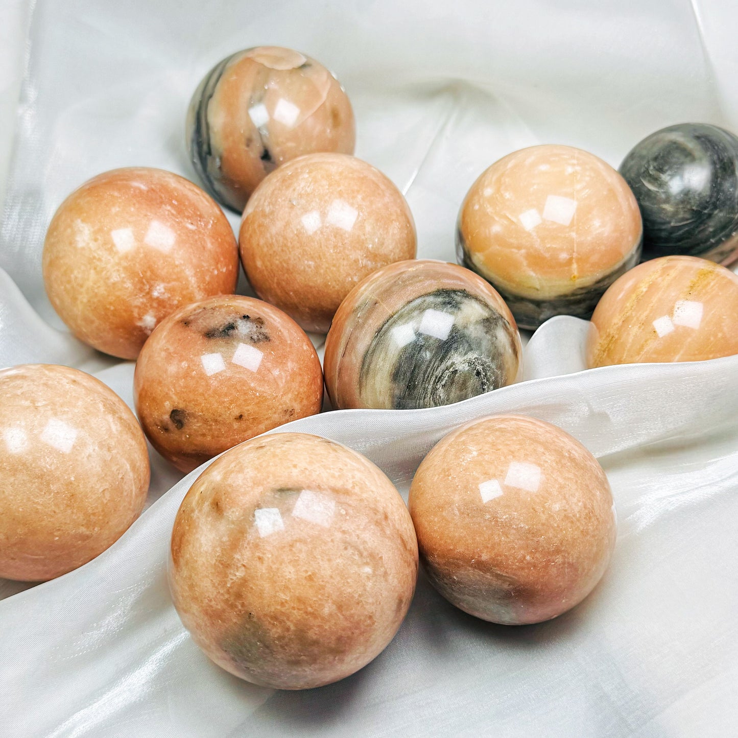 Natural Orange striped stone ball Heal ing Gemstone Home Decor