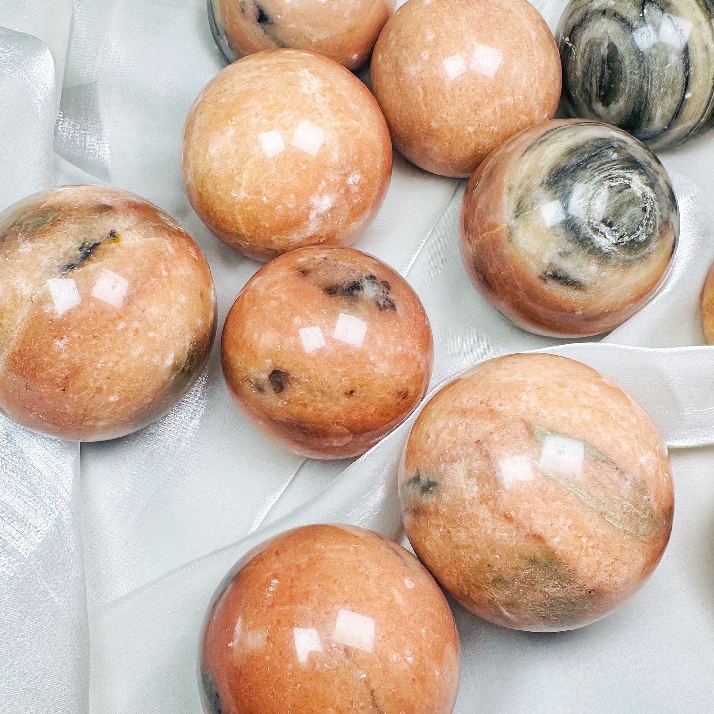 Natural Orange striped stone ball Heal ing Gemstone Home Decor