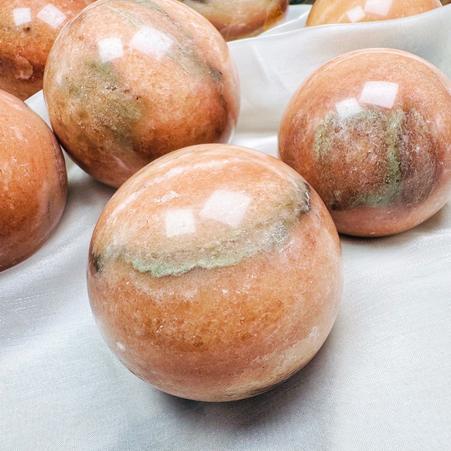 Natural Orange striped stone ball Heal ing Gemstone Home Decor