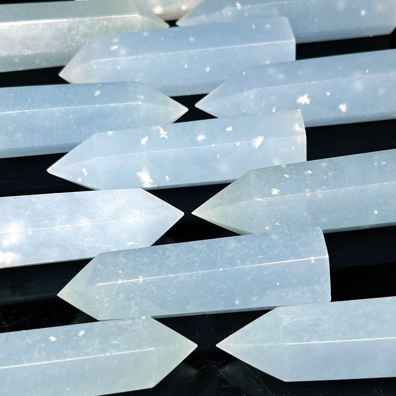 Natural Angel stone single pointed pillar Heal ing Gemstone Home Decor