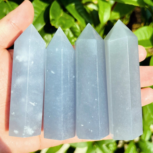 Natural Angel stone single pointed pillar Heal ing Gemstone Home Decor