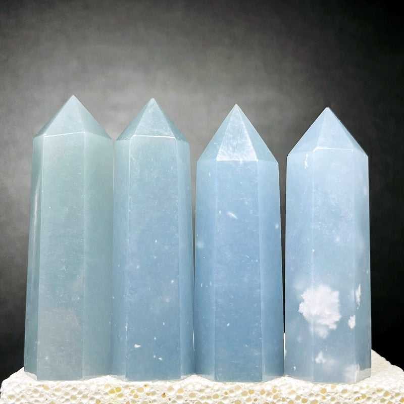 Natural Angel stone single pointed pillar Heal ing Gemstone Home Decor
