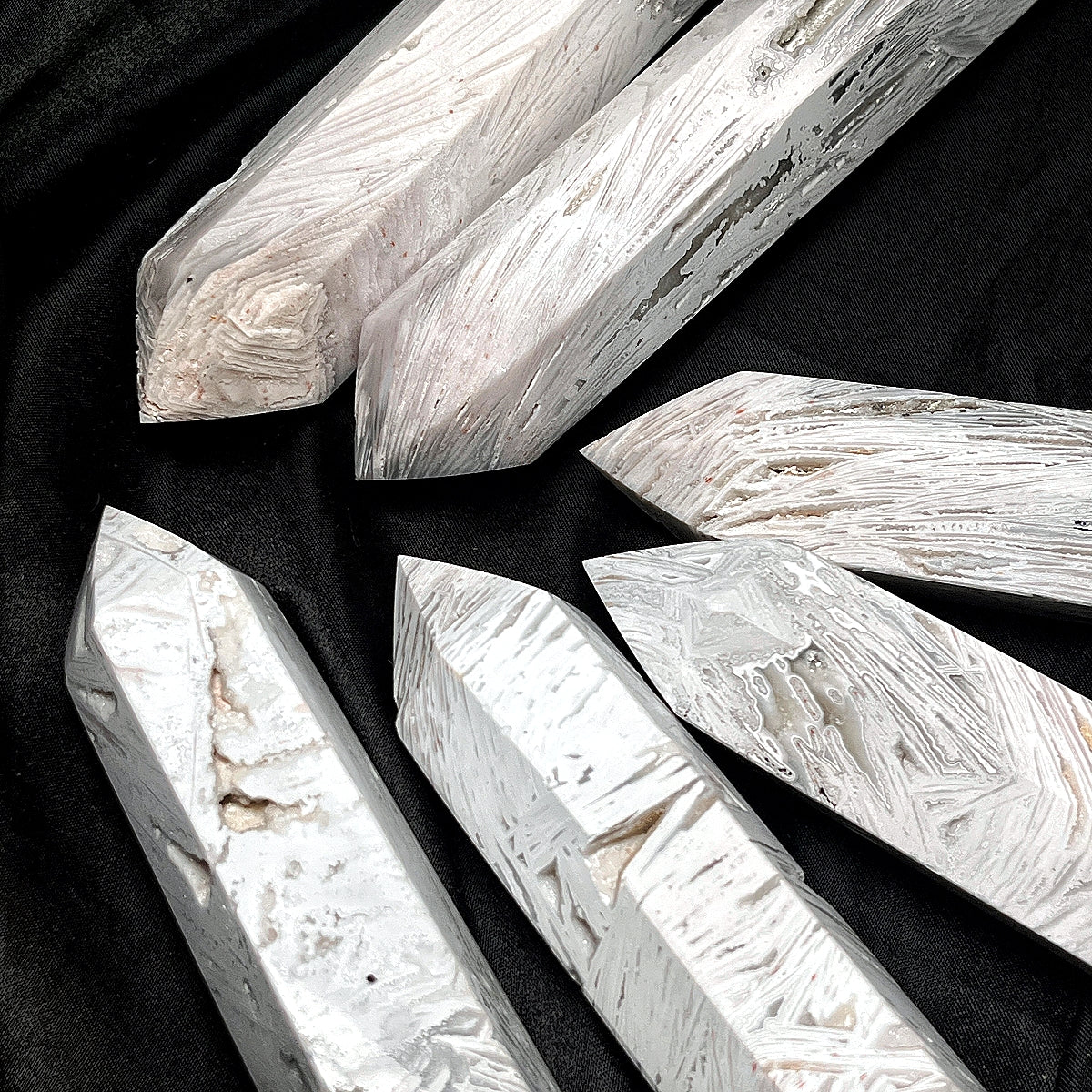 Natural White Mexican agate pillar Heal ing Gemstone Home Decor