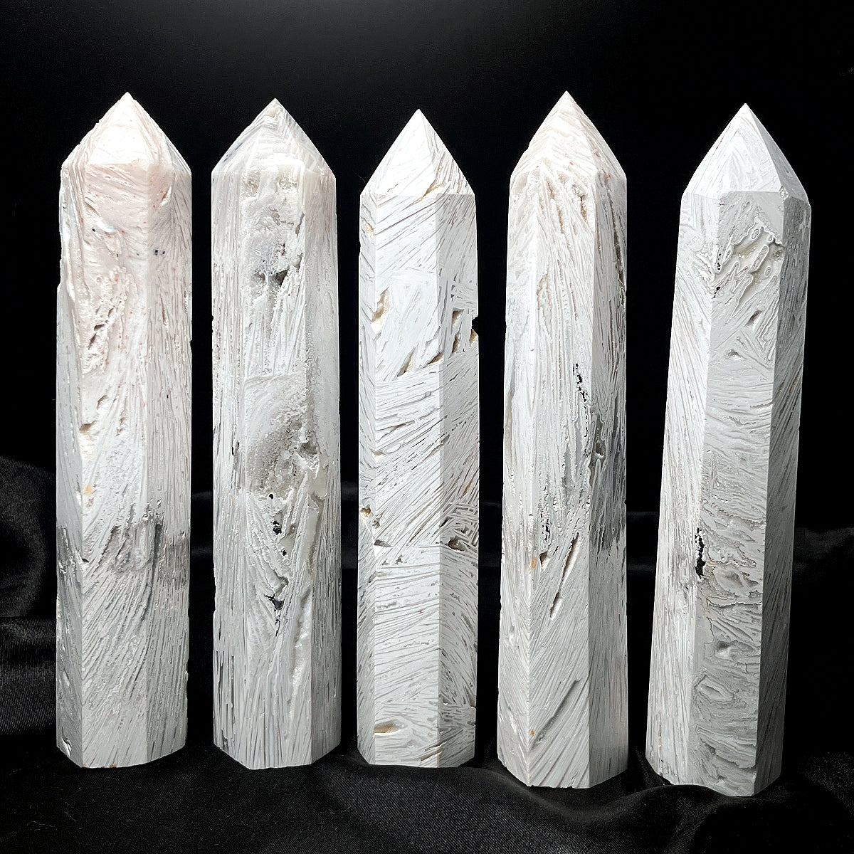 Natural White Mexican agate pillar Heal ing Gemstone Home Decor
