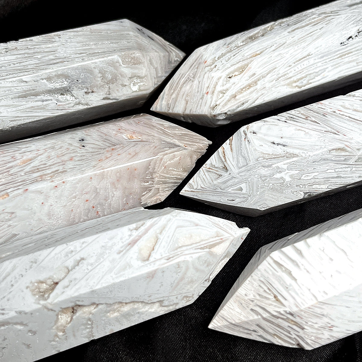 Natural White Mexican agate pillar Heal ing Gemstone Home Decor