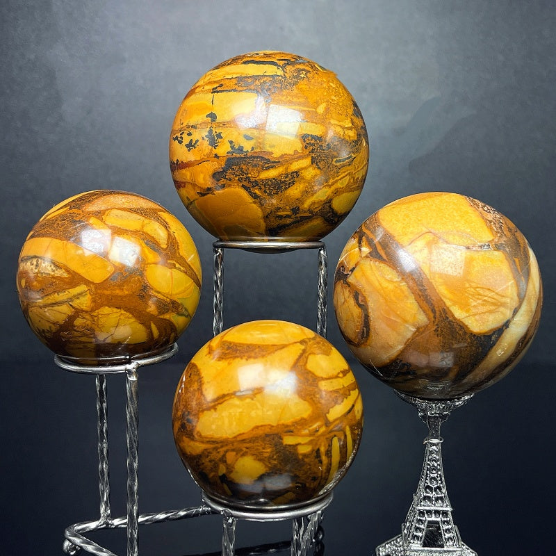 Natural Tiger patterned agate ball Heal ing Gemstone Home Decor