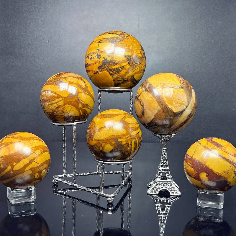 Natural Tiger patterned agate ball Heal ing Gemstone Home Decor