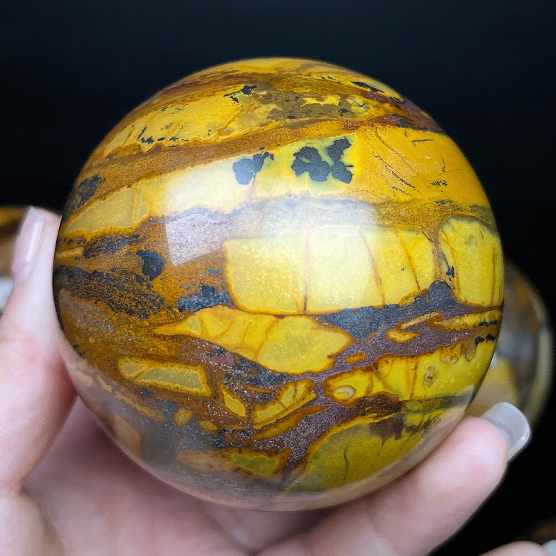 Natural Tiger patterned agate ball Heal ing Gemstone Home Decor