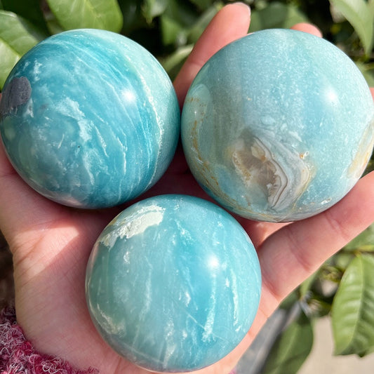 Natural Sky Blue Stone Ball Heal ing Gemstone Home Decor
