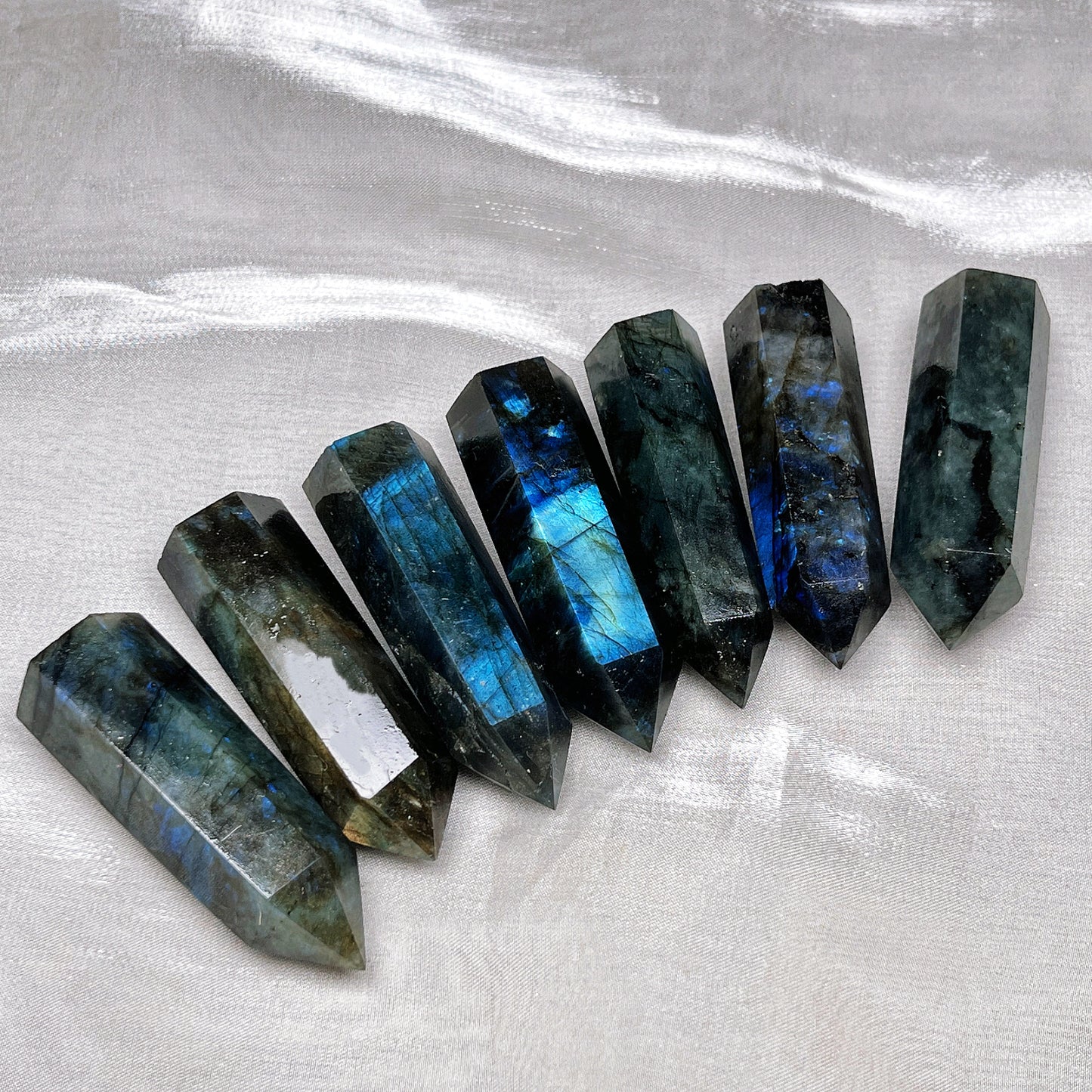 Natural Blue light elongated stone standard column Heal ing Gemstone Home Decor