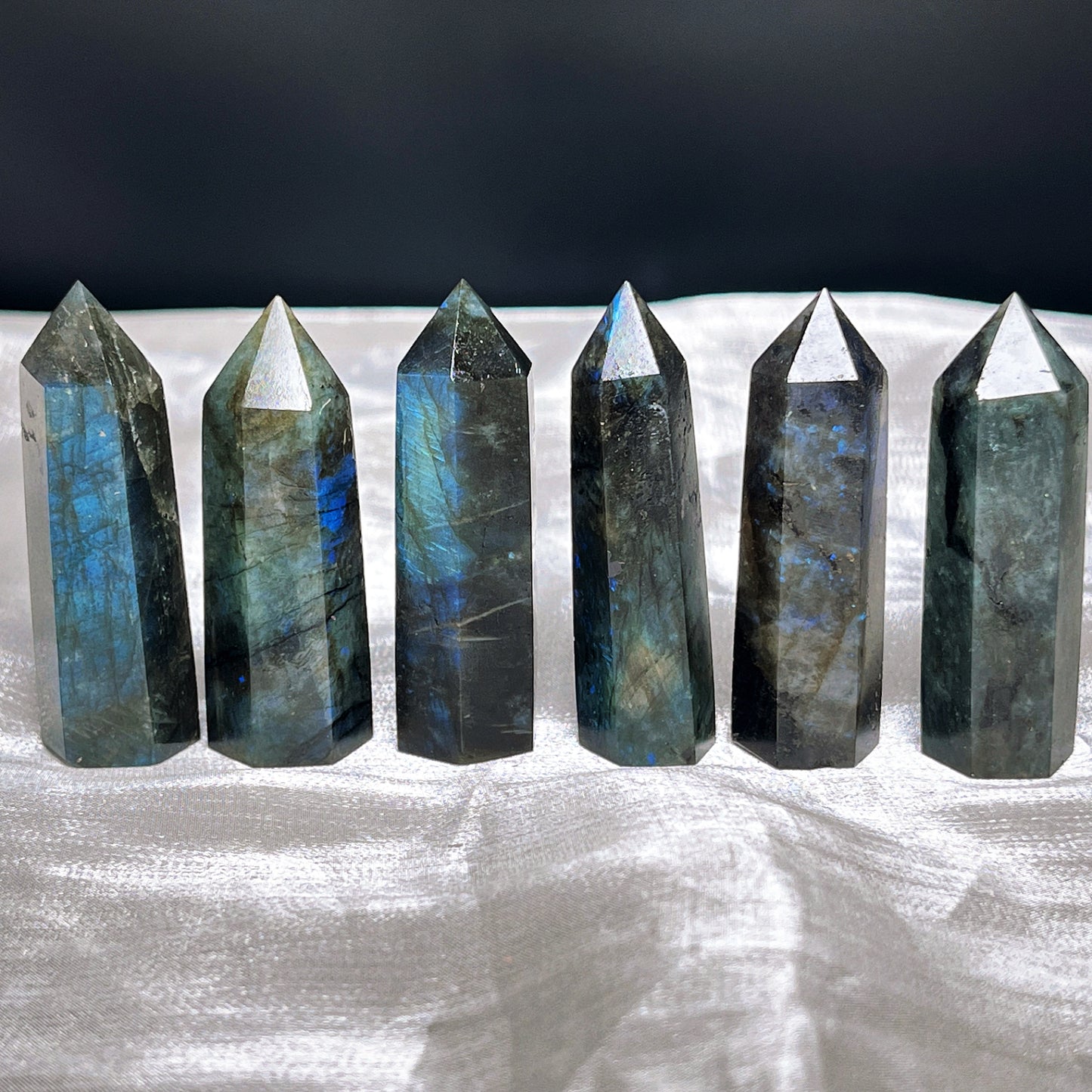 Natural Blue light elongated stone standard column Heal ing Gemstone Home Decor