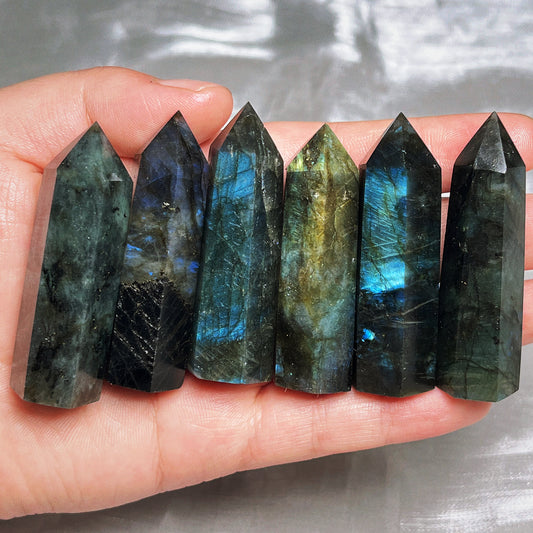 Natural Blue light elongated stone standard column Heal ing Gemstone Home Decor