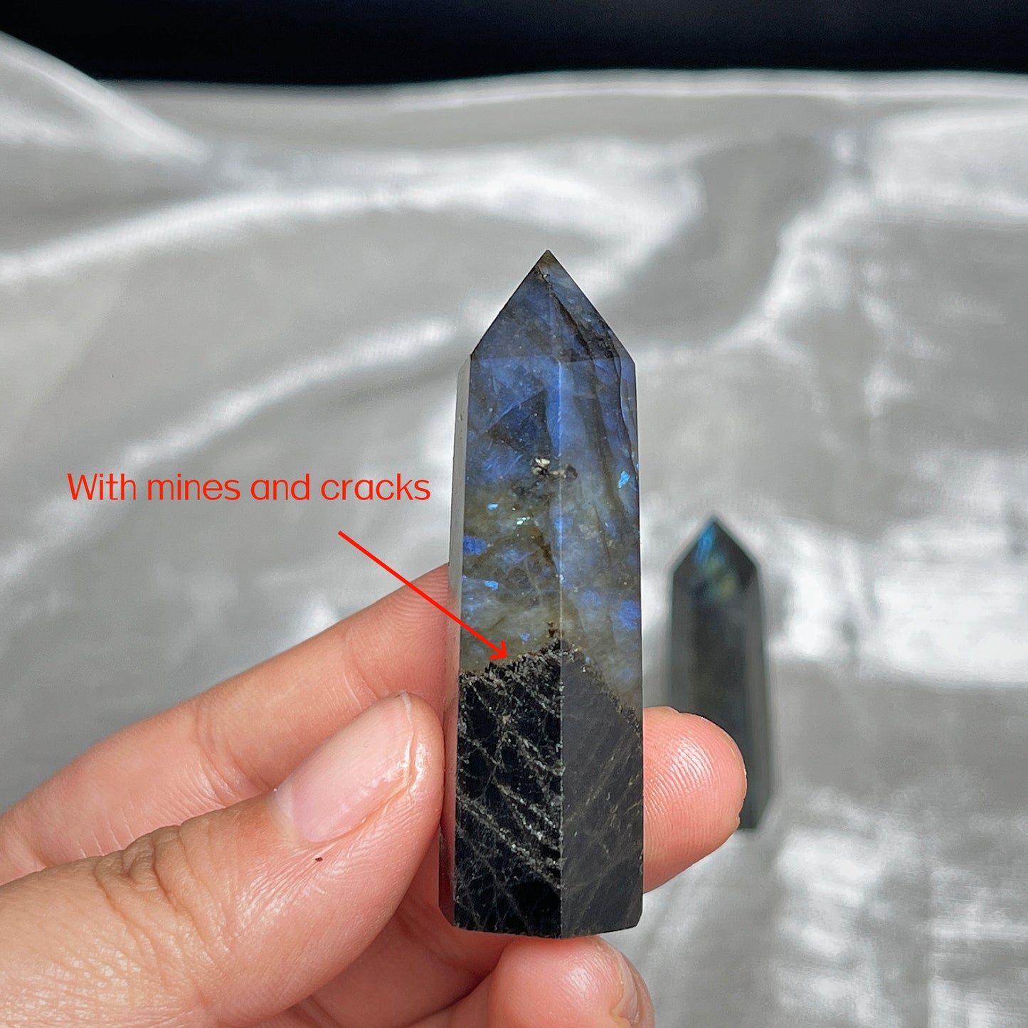 Natural Blue light elongated stone standard column Heal ing Gemstone Home Decor