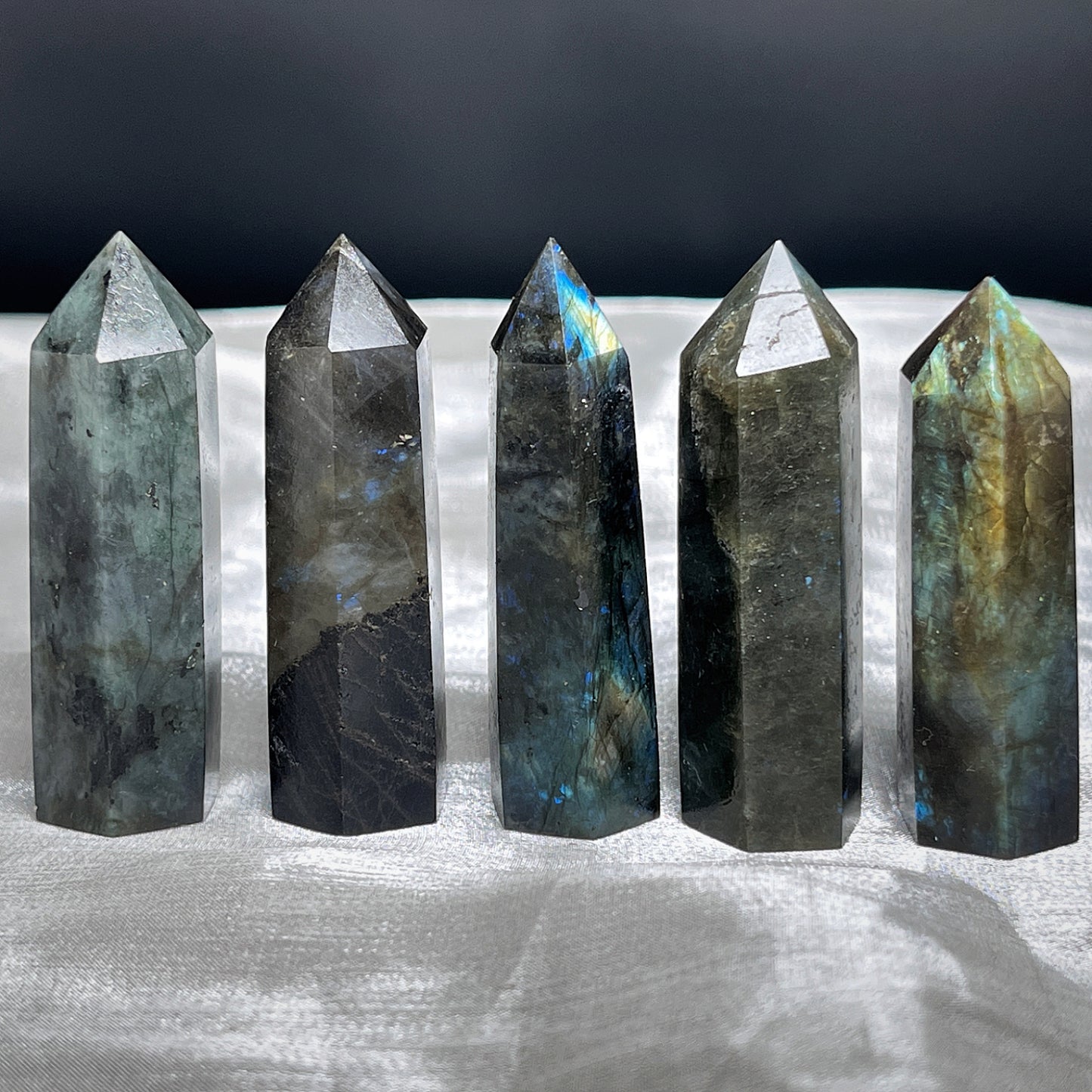 Natural Blue light elongated stone standard column Heal ing Gemstone Home Decor