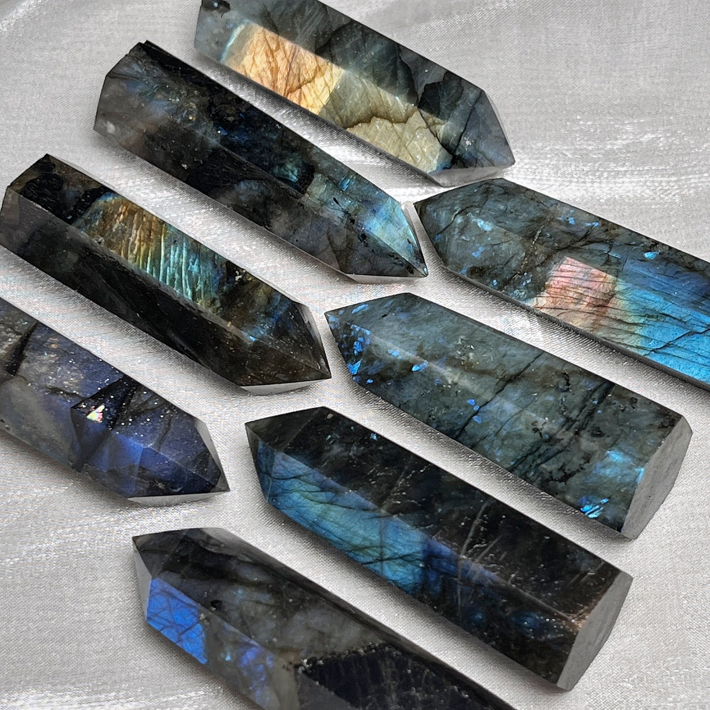 Natural Blue light elongated stone standard column Heal ing Gemstone Home Decor