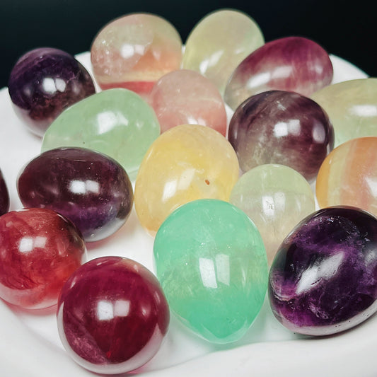 Natural Candy fluorite carved egg Heal ing Gemstone Home Decor