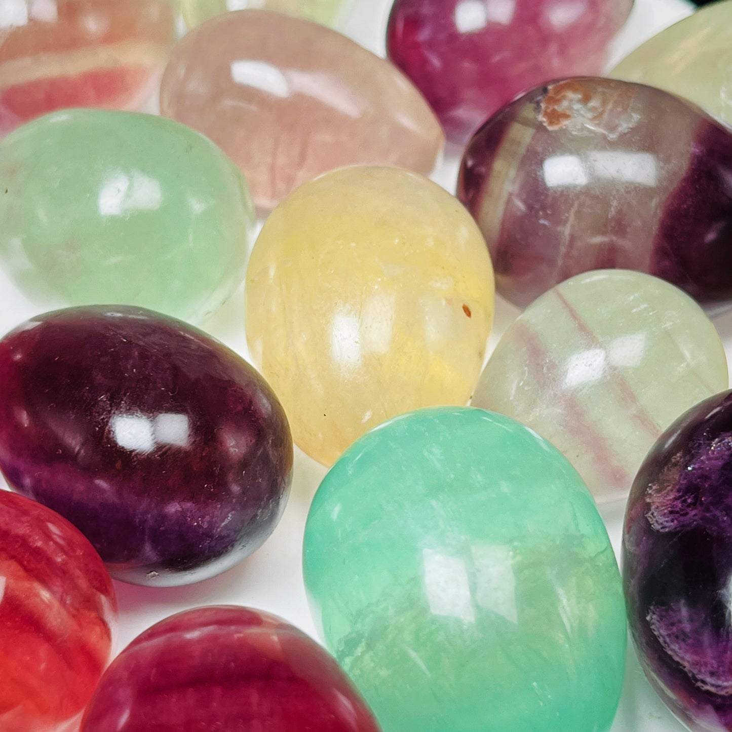 Natural Candy fluorite carved egg Heal ing Gemstone Home Decor