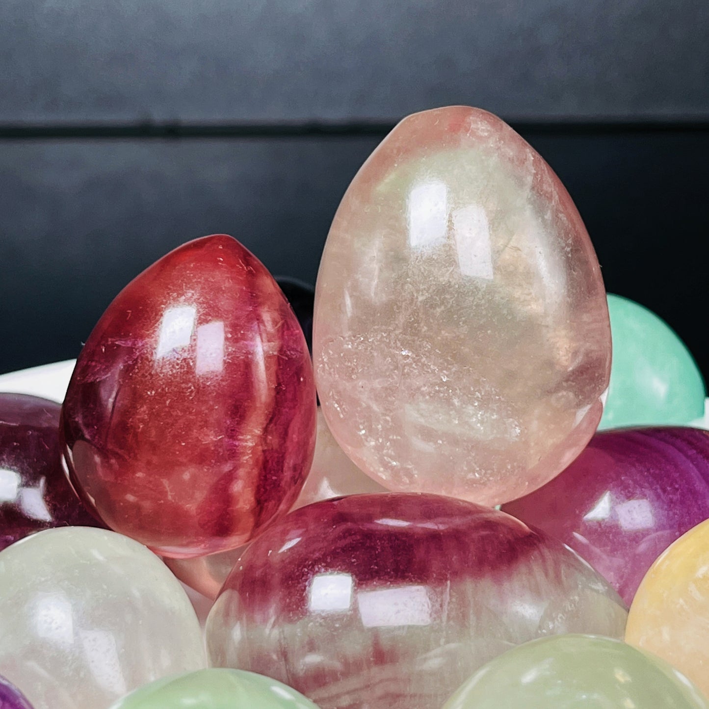 Natural Candy fluorite carved egg Heal ing Gemstone Home Decor