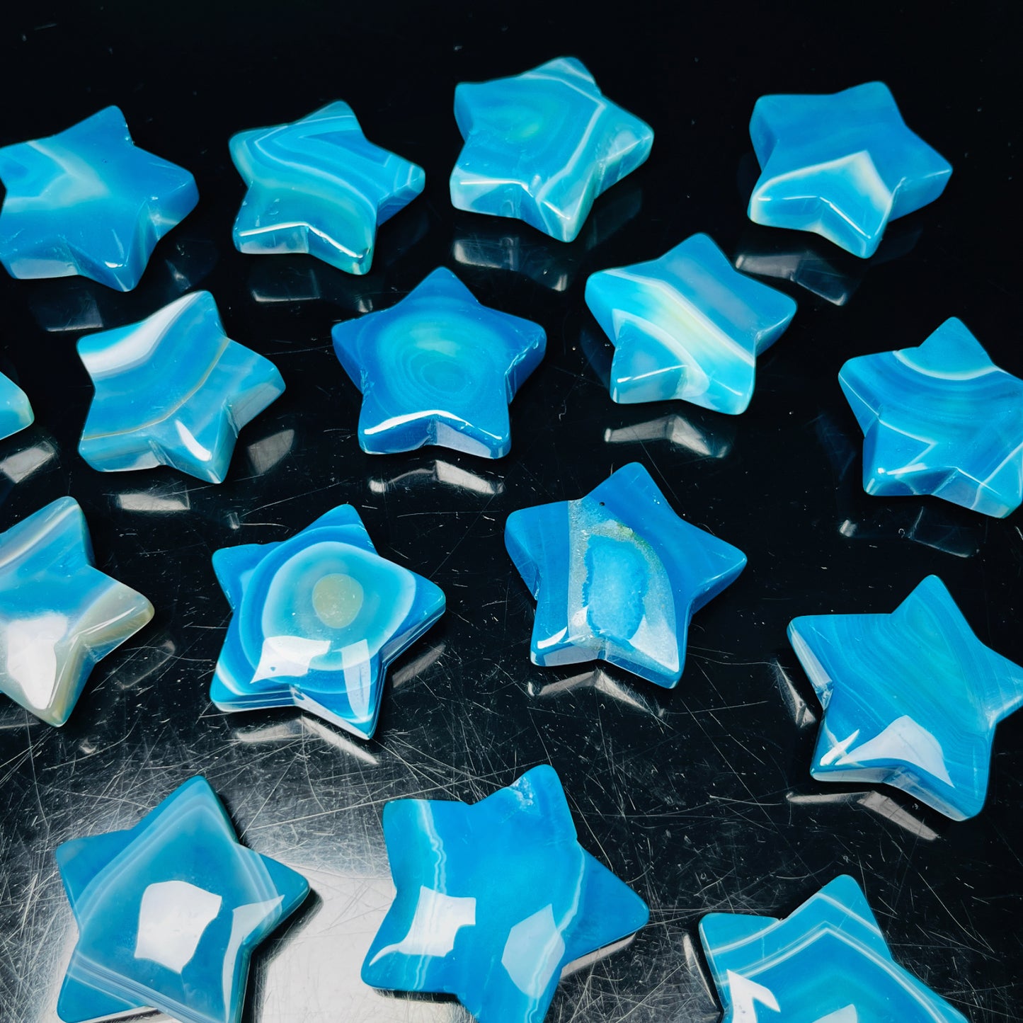 Natural Blue wrapped agate star Heal ing Gemstone Home Decor