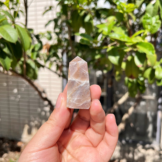 Natural Moonlight Stone Square Column Heal ing Gemstone Home Decor