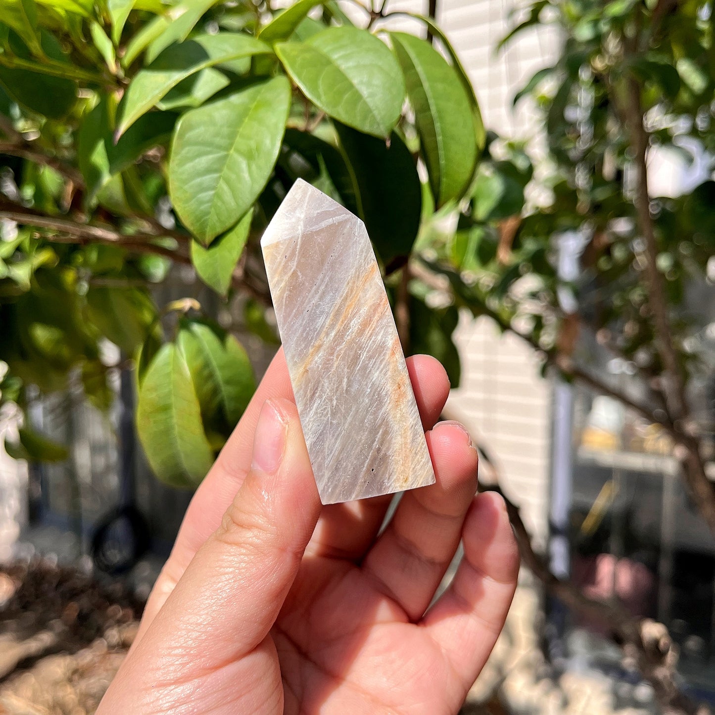 Natural Moonlight Stone Square Column Heal ing Gemstone Home Decor