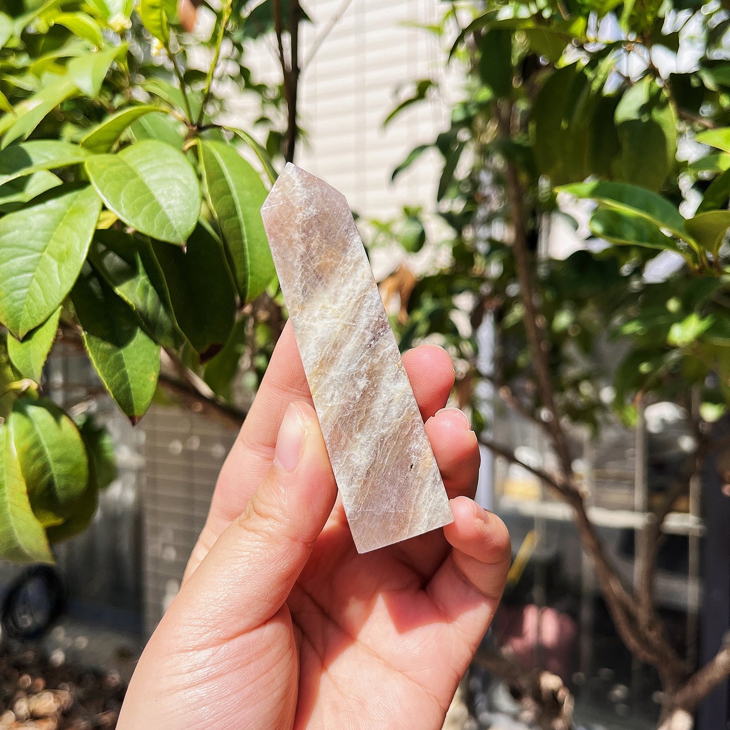 Natural Moonlight Stone Square Column Heal ing Gemstone Home Decor