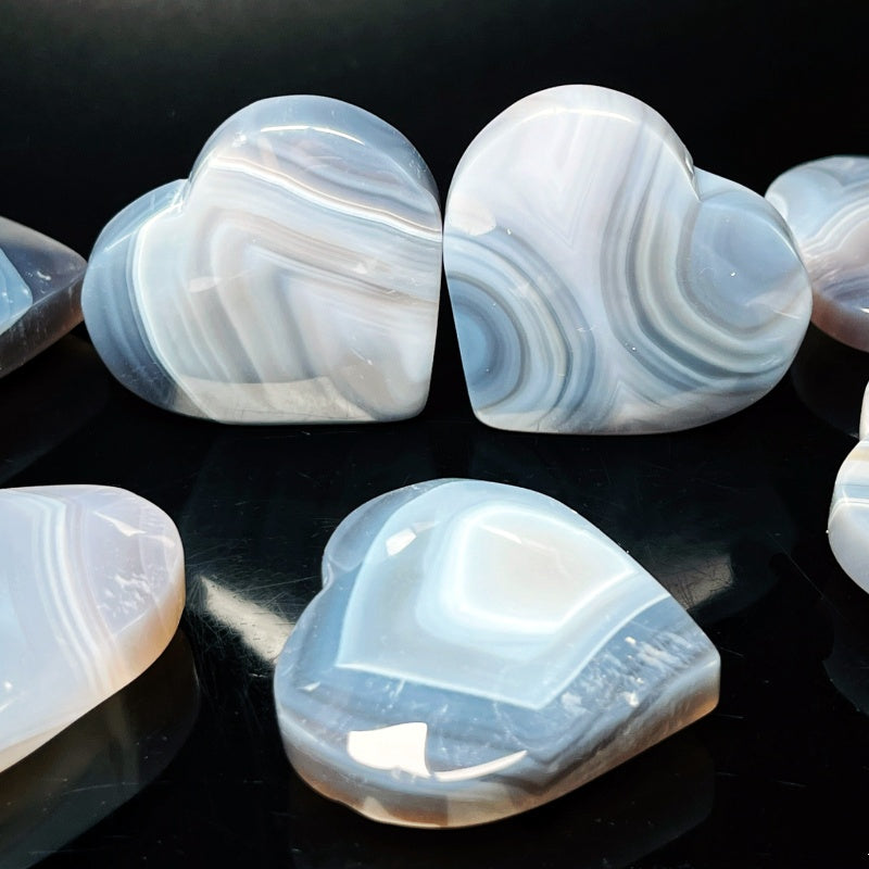Natural  Grey wrapped agate heart Heal ing Gemstone Home Decor