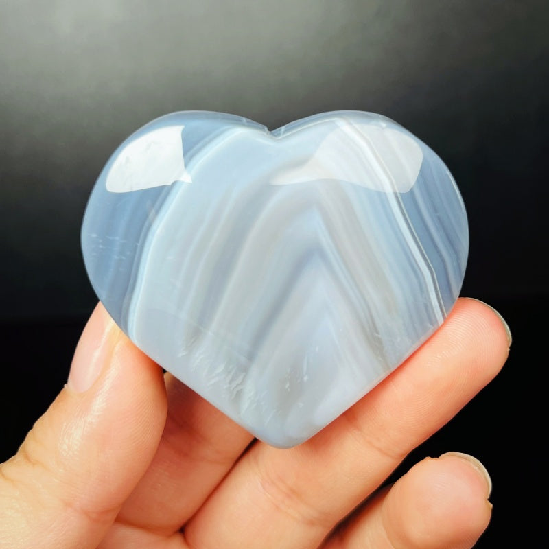 Natural  Grey wrapped agate heart Heal ing Gemstone Home Decor