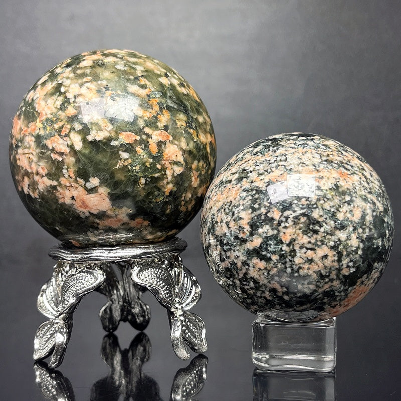 Natural Green Hair Crystal Sun Symbiotic Sphere Heal ing Gemstone Home Decor