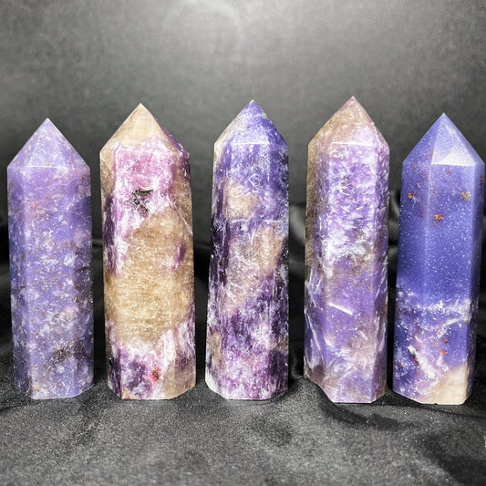 Natural Purple Cloud Stone Single pointed Column Heal ing Gemstone Home Decor