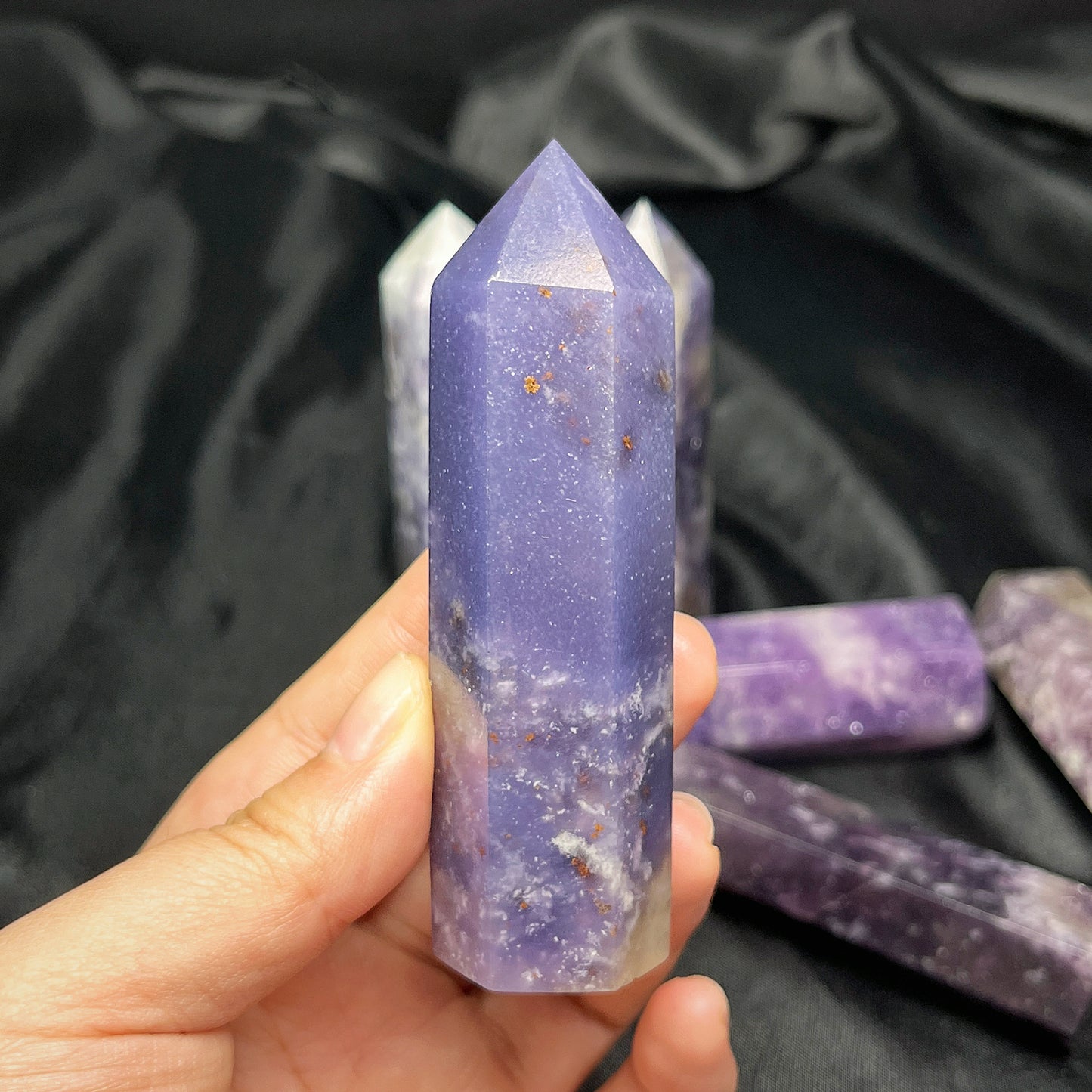 Natural Purple Cloud Stone Single pointed Column Heal ing Gemstone Home Decor
