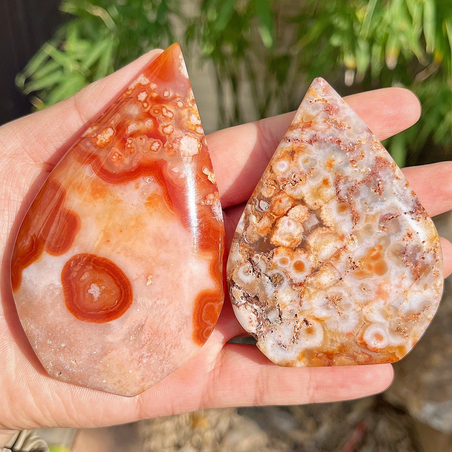 Natural Red cherry blossom agate ornament Heal ing Gemstone Home Decor