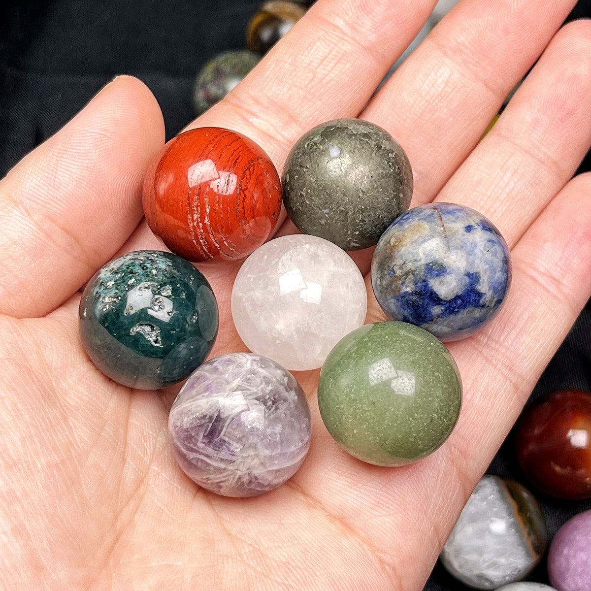Natural Mixed material crystal ball Heal ing Gemstone Home Decor