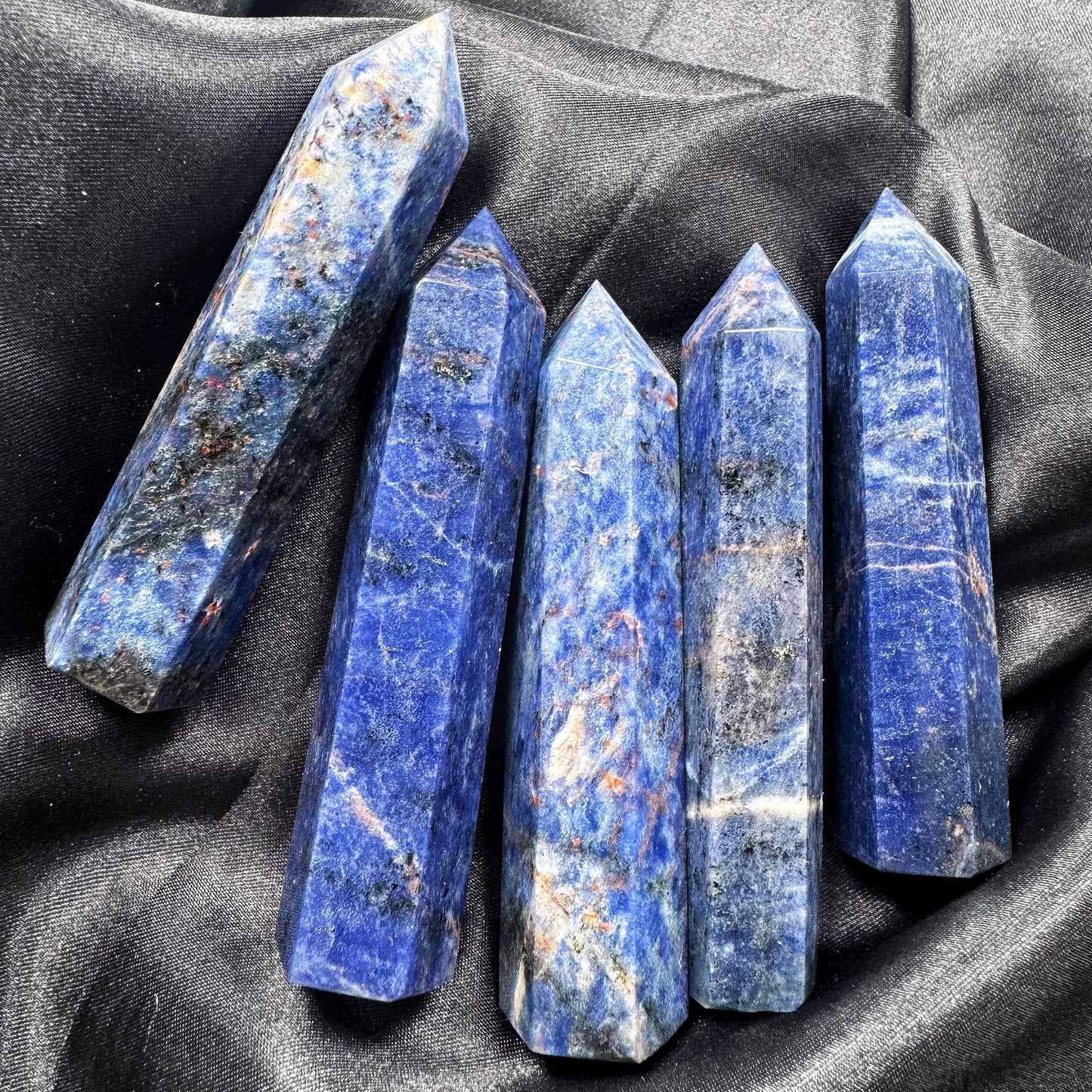 Natural Blue patterned stone single pointed column Heal ing Gemstone Home Decor