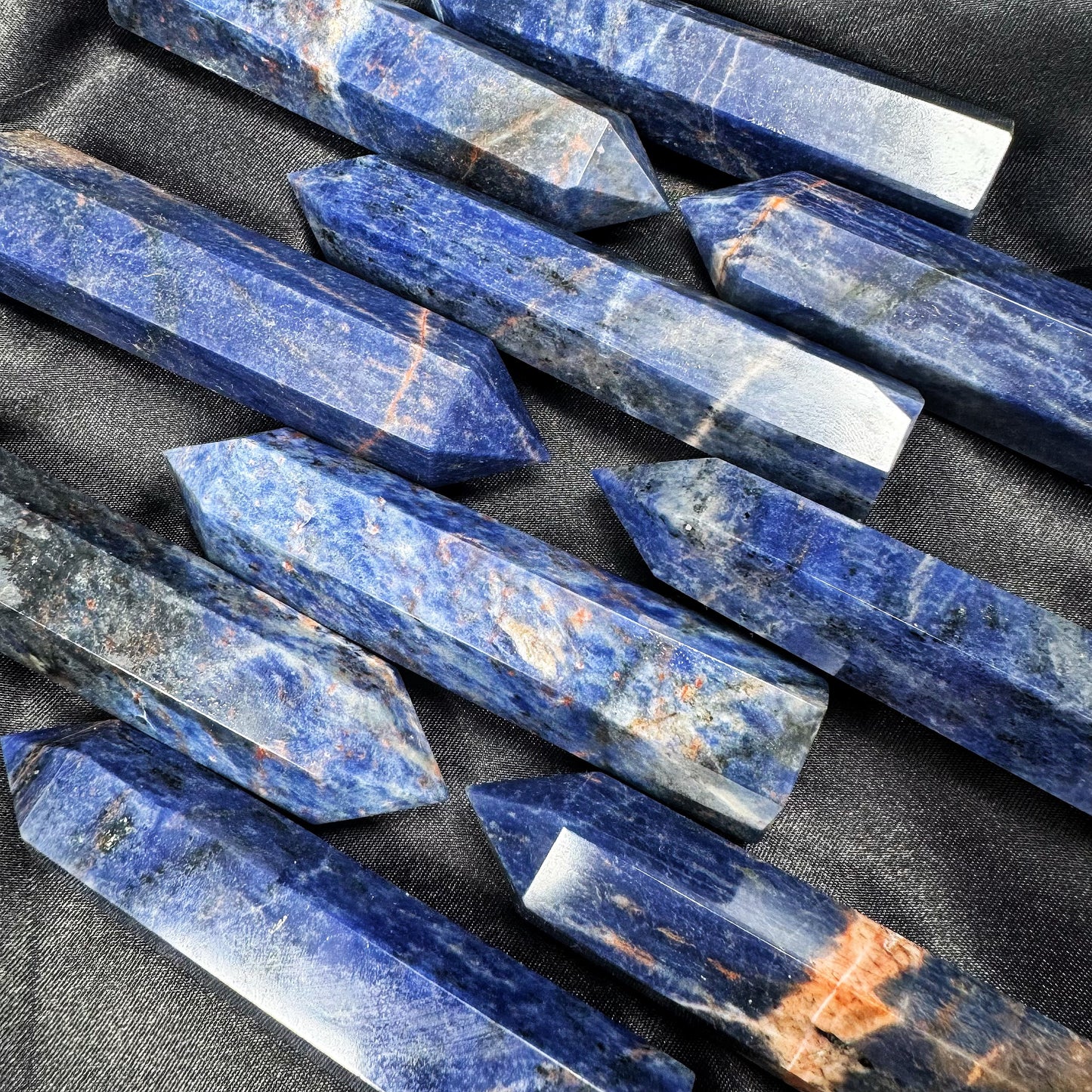 Natural Blue patterned stone single pointed column Heal ing Gemstone Home Decor